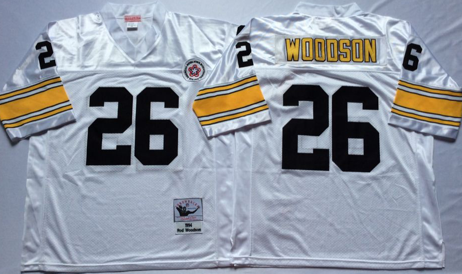 Men NFL Pittsburgh Steelers 26 Woodson white Mitchell Ness jerseys